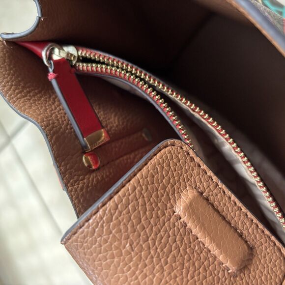 Calvin Klein Purse Dilan Shoulder Bag Colorful Logo Red Brown Medium Multicolor - Picture 11 of 15